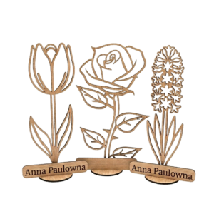 Houten bloem met tekst